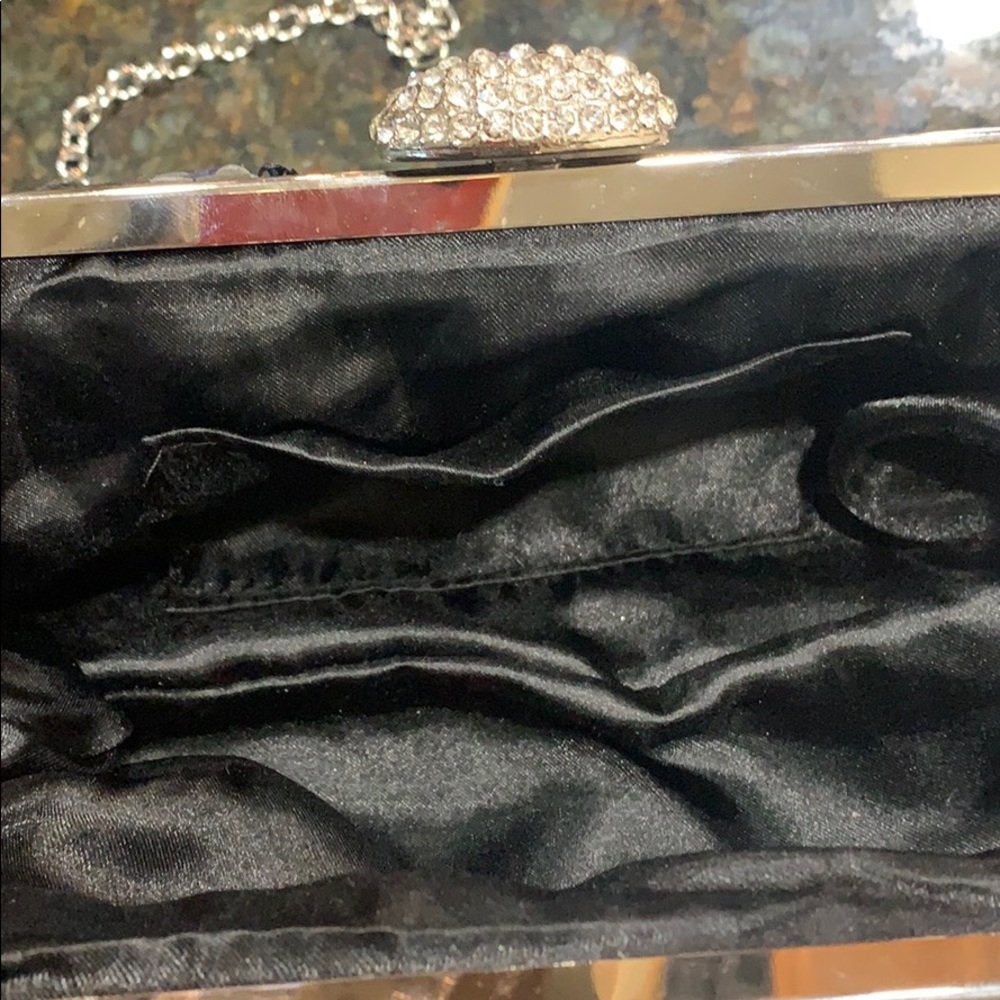 Cocktail purse- Navy sequence /Black lace - Picture 4 of 8